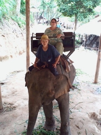 Pam on Elephant Thailand 2008