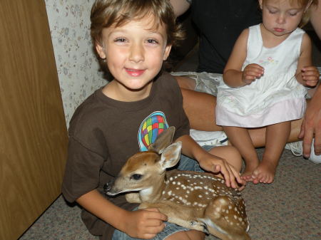 The kids and our fawn