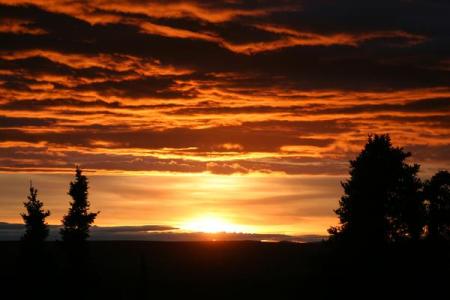 Sunset from cabin deck - Fairbanks, Alaska