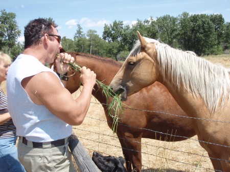 Brownie and me share a bite