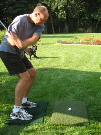 Practicing in the backyard