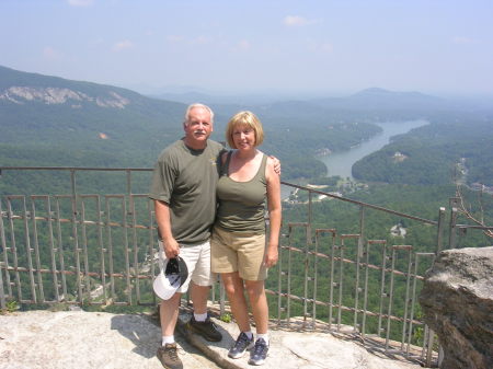 My husband Bob and me on top of Chimney Rock