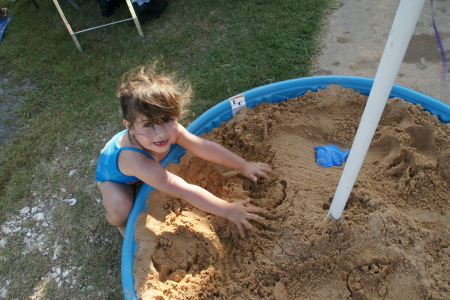 Leah making Sandcastles