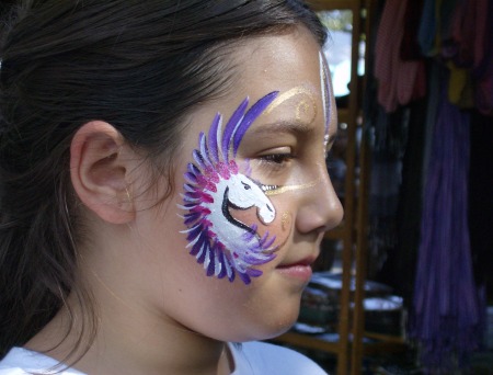 Lorena with her face painted