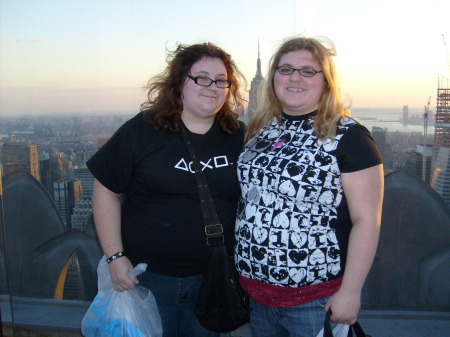 Katie and Danielle on top of Rockafeller Plaza