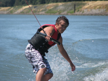 My son wakeboarding