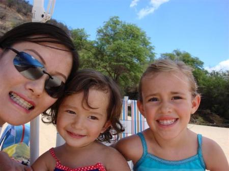 Wife Claire and my daughters on Mckenna Beach