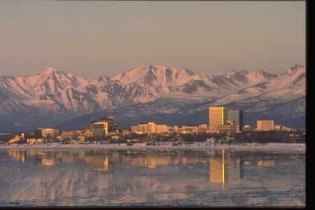 Anchorage in winter dress