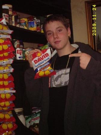 Kyle and the sunflower seed stash