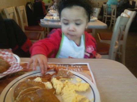 My granddaughter piggin' out in IHop