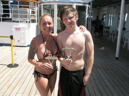 Kathy and Cory won award on ship