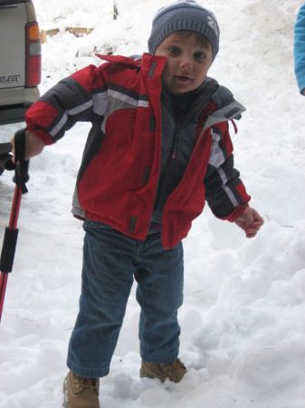 Jon in the snow at our cabin