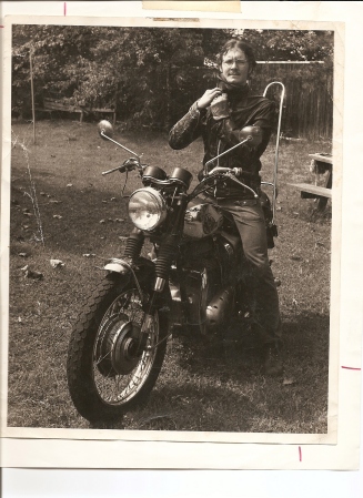 W/ BSA motorcycle, 1975