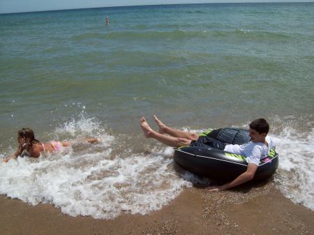 Kids enjoy Lake Huron