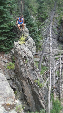 Climbing down this spike near Bethod Falls