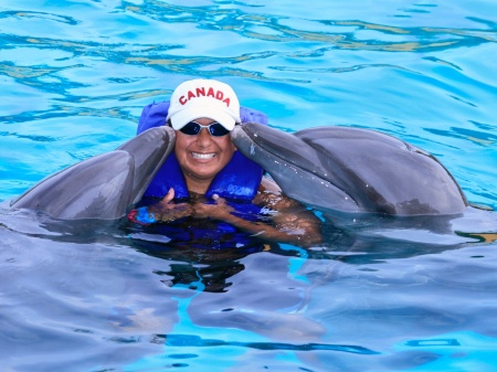 Swimming with the dolphins