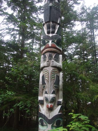 Wonderful totem in old native village