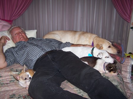 Joey & our four "children."  =)