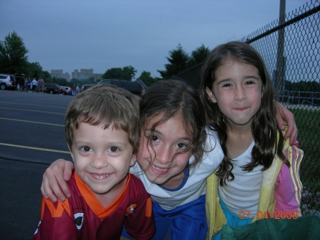 Nephew and our daughters watching fireworks