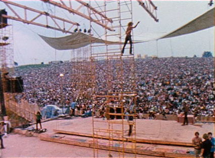 Working on the stage before the rain