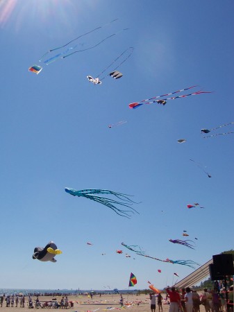 Kites over Lake Michigan