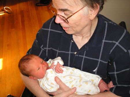 Me with grandson Evan at 1 week old