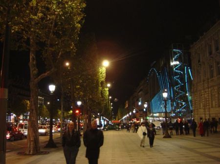 Night scene on the Champs Elysees