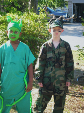 The boys going to a school play!