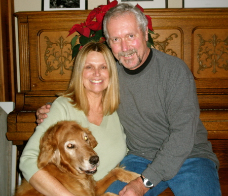 Sharon, Hal, and Gus the dog