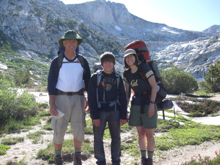 With son and wife in the Sierras