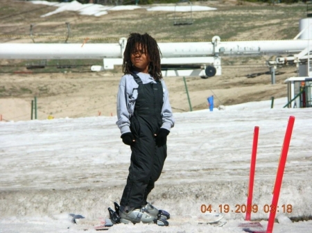 My grandson, Terrance, learning to ski.