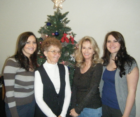 Grandma, Mom, and daughters Christmas 2009