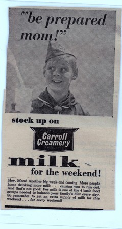 1962 Milk add from the Villa Paper