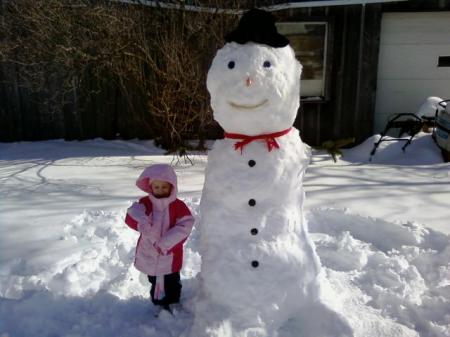 Her snowman she made with Wil