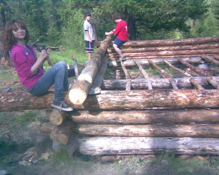 Building our log cabin.
