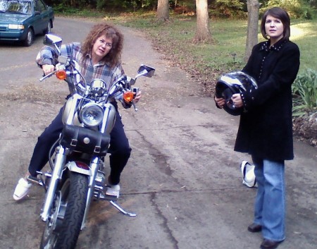 My mom on Darrin's Bike, Me standing