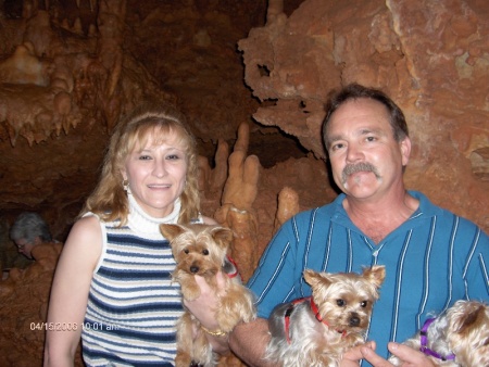 Bill & Joyce with the kids in a cave