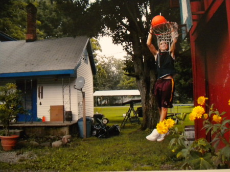 Nick giving dad a dunking lesson