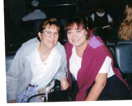 My sister, Sue and I at airport