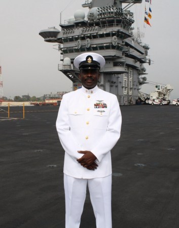Senior Chief Campbell on board the USS NIMITZ.