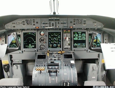 Flight deck of airplane I fly.