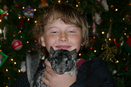 Tyler with his chinchilla - Pooka
