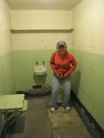 Taking a leak in an Alcatraz cell...JK!