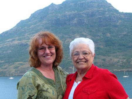 Mom & I aboard ship