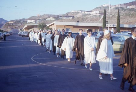 Walking to chruch on grad day