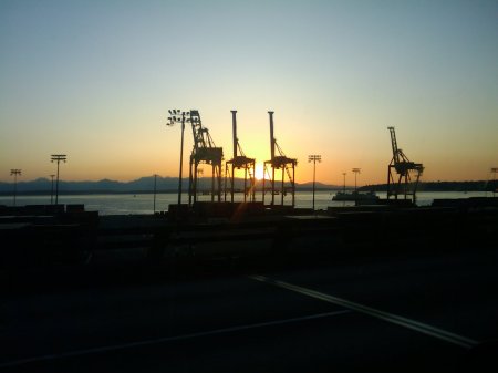 Port of Seattle at sunset