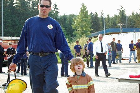 Daddy and Noah at the Fire Training Center..