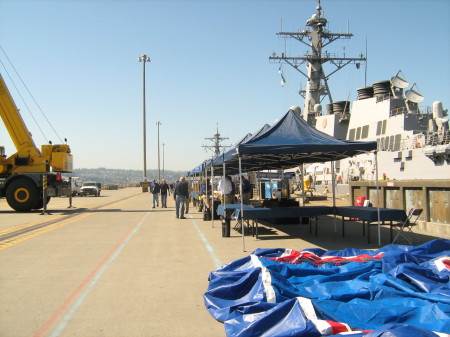 vendors setting up on the pier