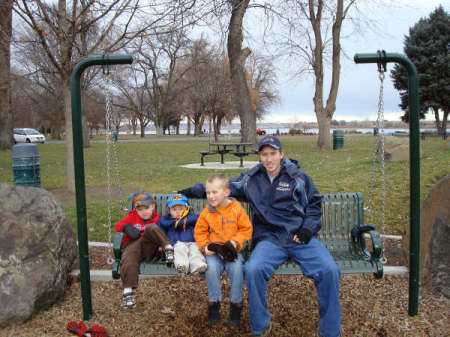 My son and his 3 boys, Feb. 2008
