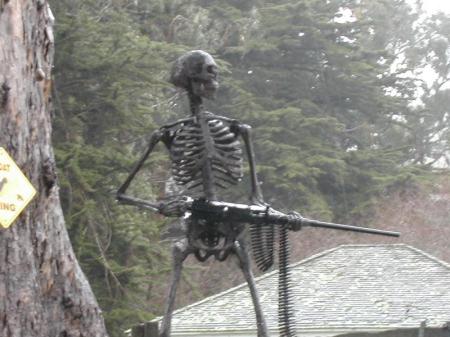skeleton with machine gun